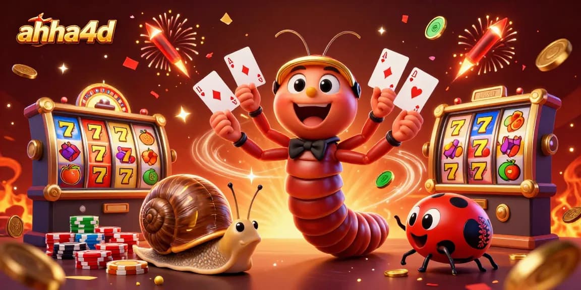 Experience the excitement of ahha4d with a vibrant casino scene featuring 3D characters and dynamic slot elements.